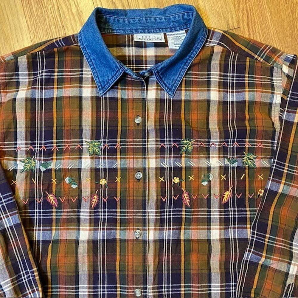 Vintage Basic Editions Brown Plaid Embroidered Wo… - image 3